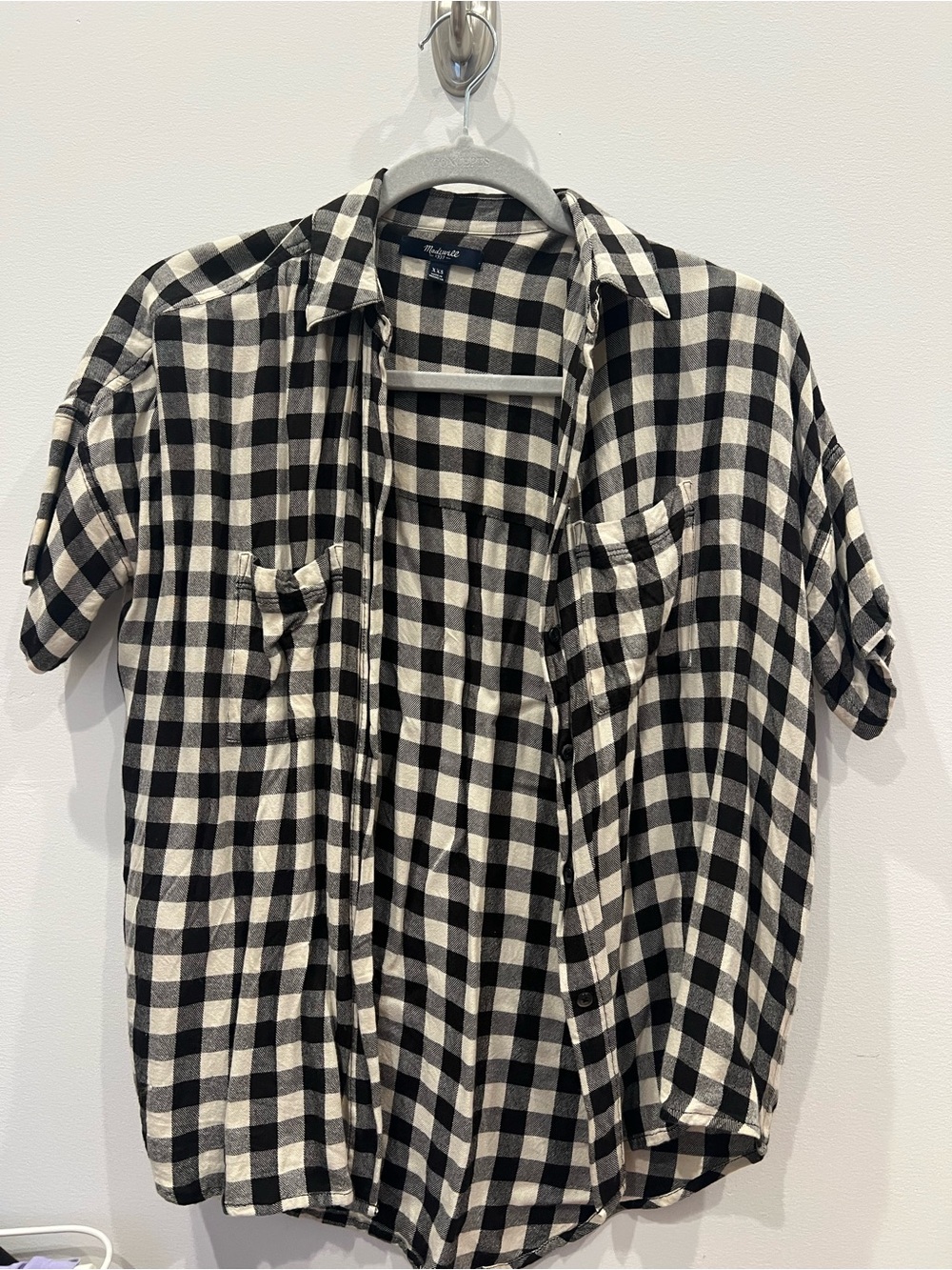 Madewell Black & White Buffalo Check Short-Sleeve Button-Down